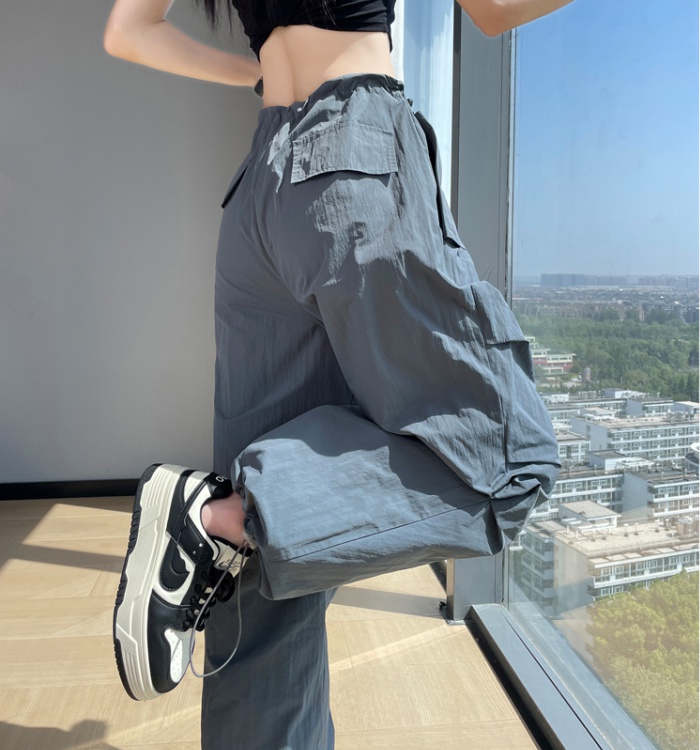 Summer ice silk work pants high waist sweatpants