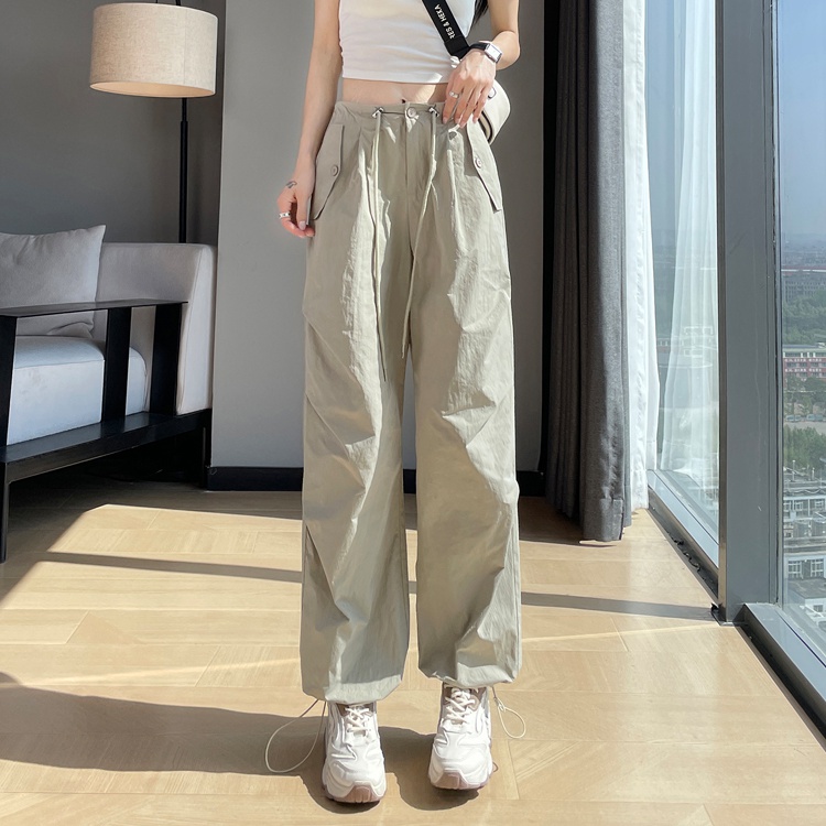 Summer ice silk work pants high waist sweatpants