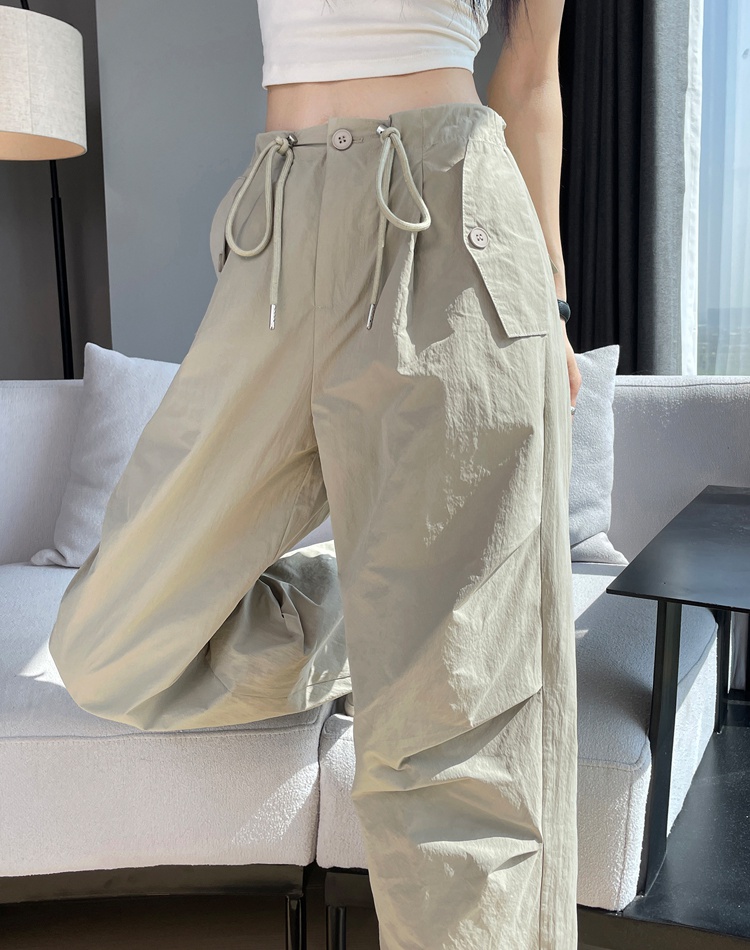 Summer ice silk work pants high waist sweatpants