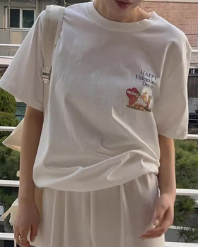 Summer Korean style pure cotton T-shirt for women