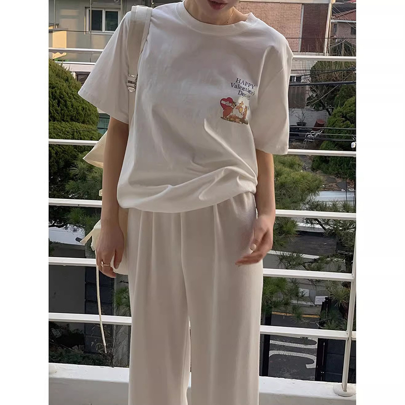 Summer Korean style pure cotton T-shirt for women