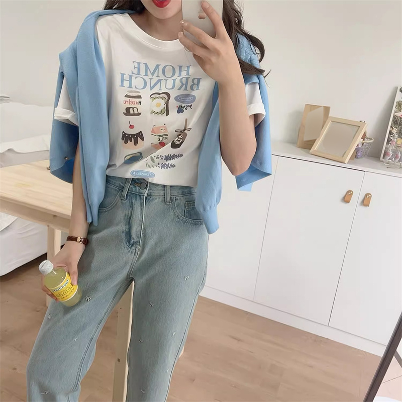 Korean style pure cotton short sleeve large yard T-shirt