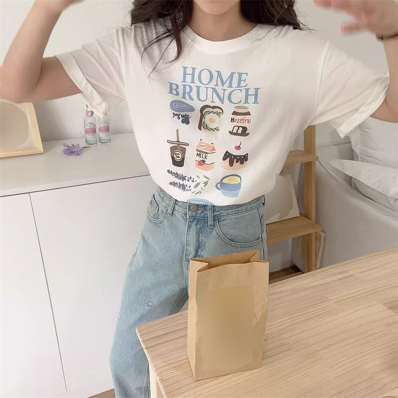 Korean style pure cotton short sleeve large yard T-shirt