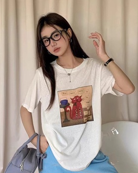 Pure cotton summer Korean style T-shirt for women