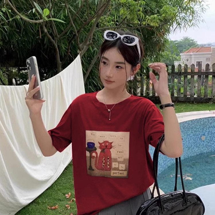 Pure cotton summer Korean style T-shirt for women