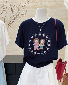 Printing Korean style cartoon short sleeve large yard T-shirt