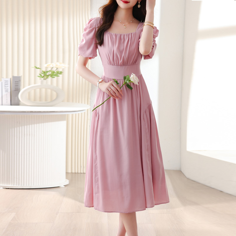 Slim fashion thin summer temperament light puff sleeve dress