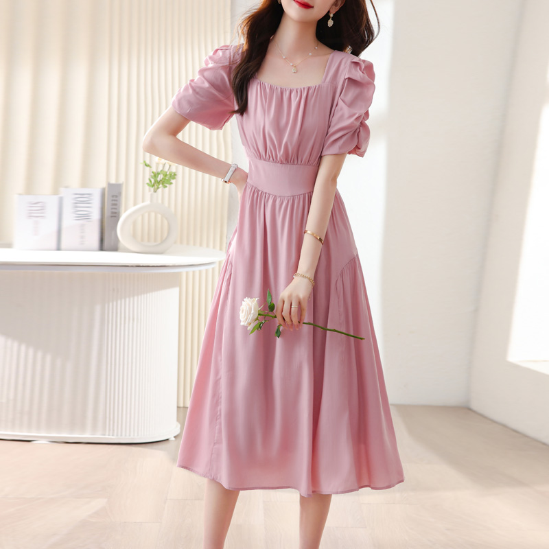 Slim fashion thin summer temperament light puff sleeve dress