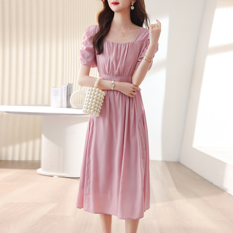 Slim fashion thin summer temperament light puff sleeve dress