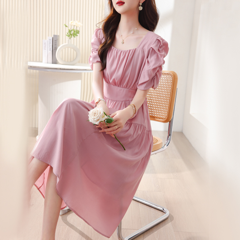 Slim fashion thin summer temperament light puff sleeve dress