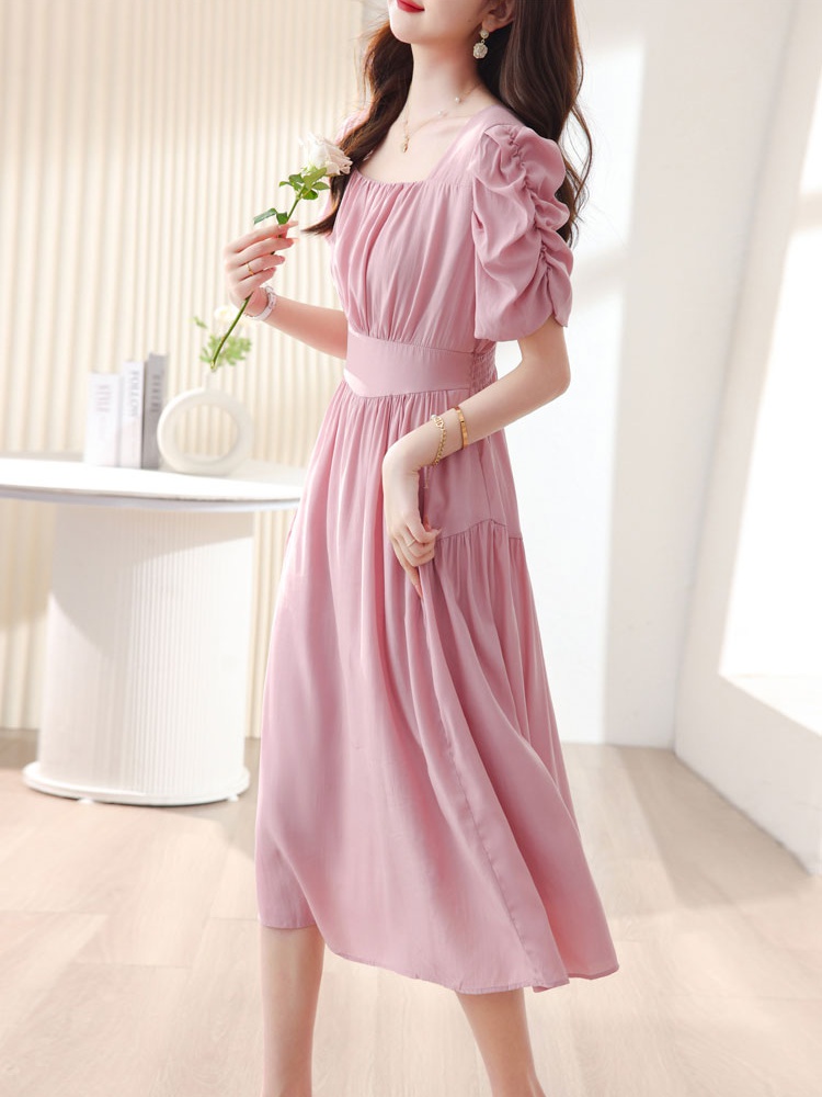 Slim fashion thin summer temperament light puff sleeve dress