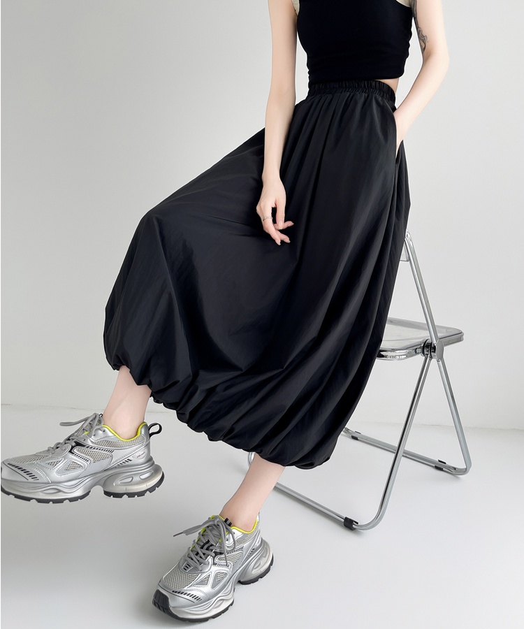 Gray puff skirt American style long dress for women