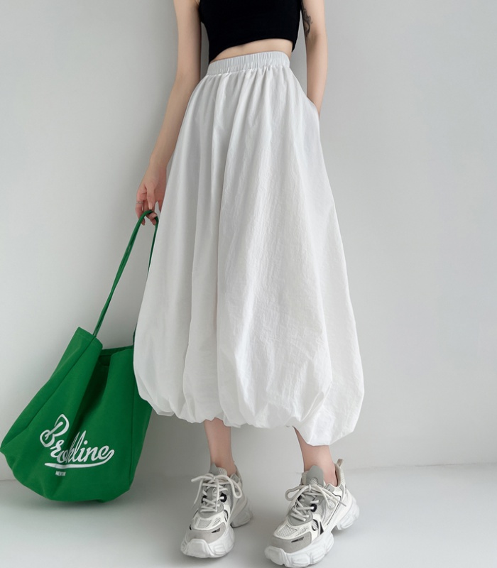 Gray puff skirt American style long dress for women