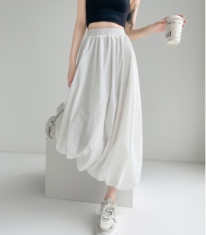 Gray puff skirt American style long dress for women