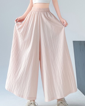 Cotton linen high waist culottes lazy pants for women