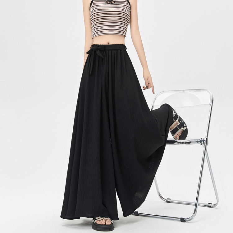 Bow thin wide leg pants lazy Japanese style pants for women