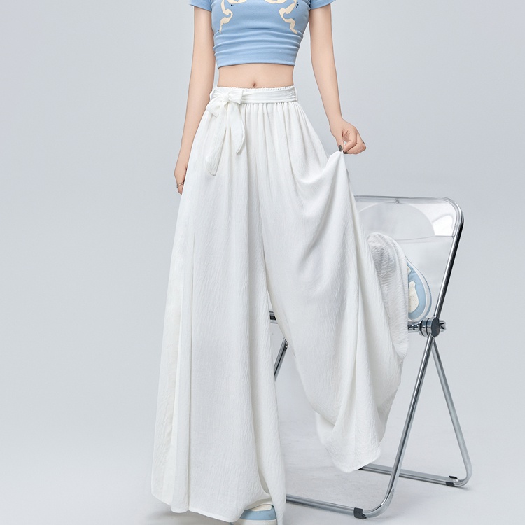 Bow thin wide leg pants lazy Japanese style pants for women