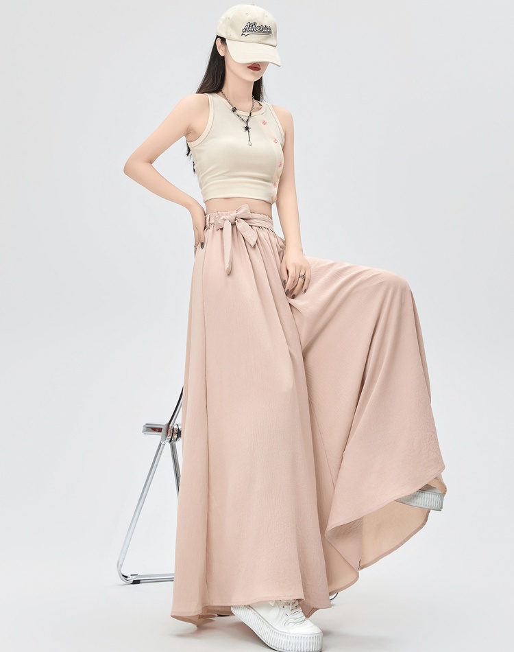 Bow thin wide leg pants lazy Japanese style pants for women