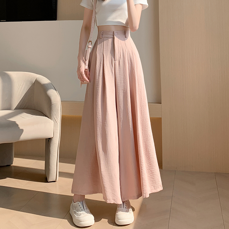 Summer drape wide leg pants ice silk pants for women