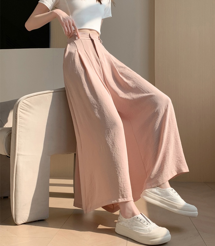 Summer drape wide leg pants ice silk pants for women