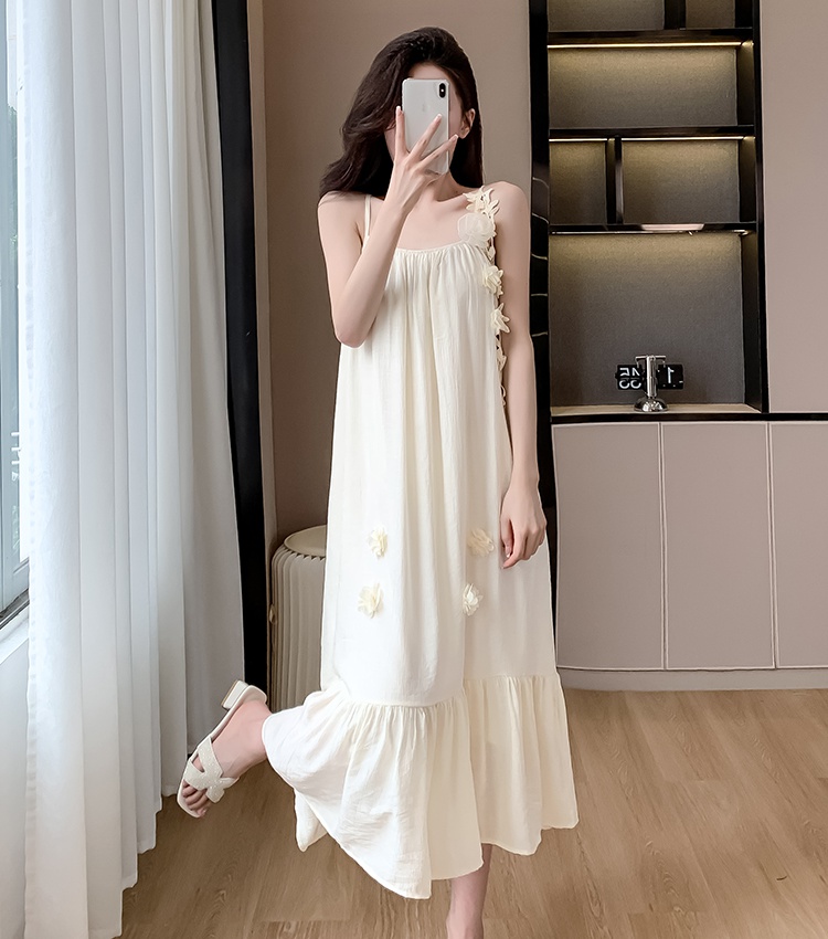 Loose summer beach dress A-line sleeveless strap dress