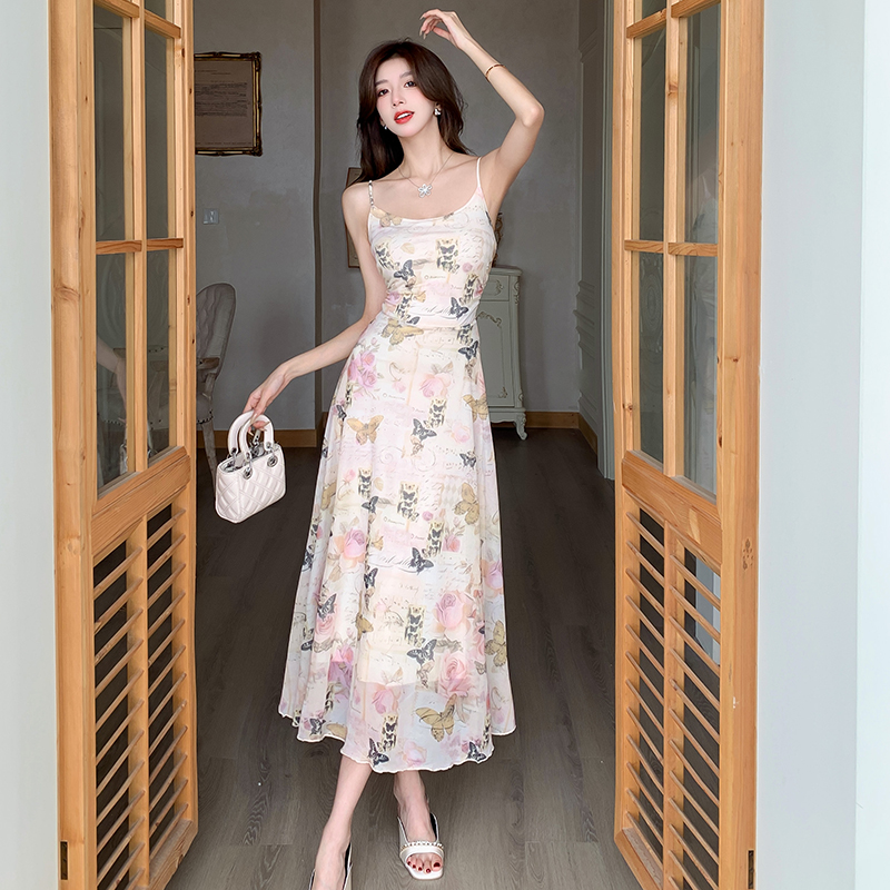 Slim summer long dress sling temperament dress