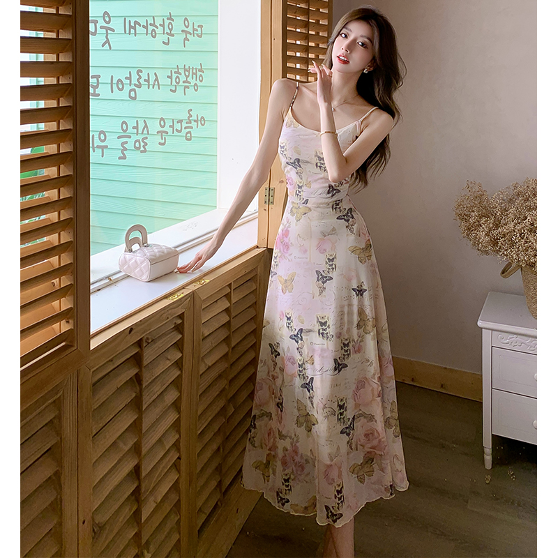 Slim summer long dress sling temperament dress