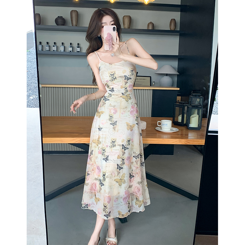 Slim summer long dress sling temperament dress