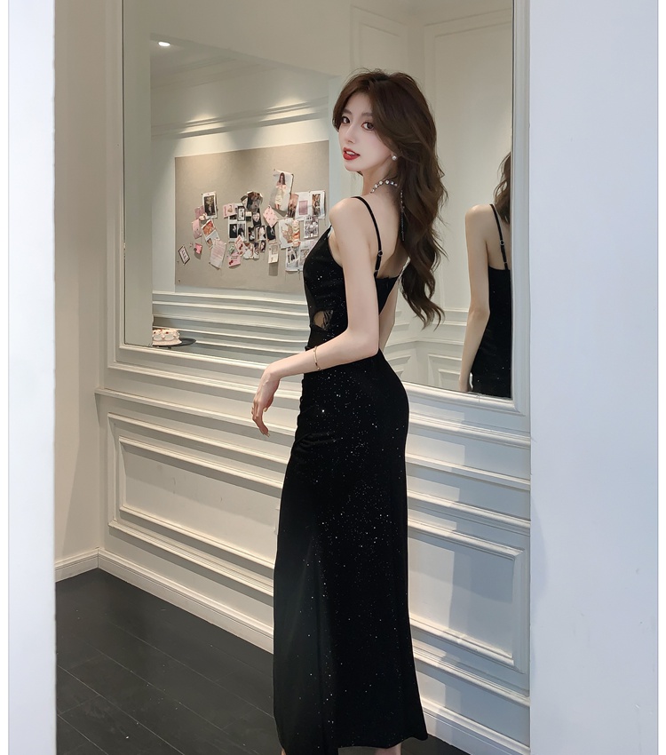 Slim sling formal dress sexy V-neck long dress for women