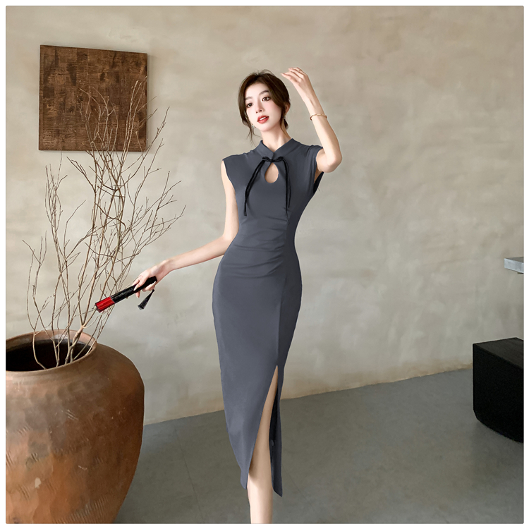 Temperament Chinese style cheongsam package hip split formal dress