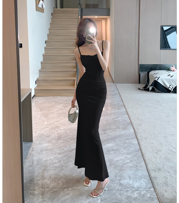 Slim France style dress sling mermaid long dress for women