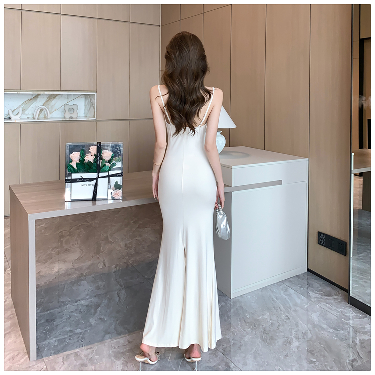 Slim France style dress sling mermaid long dress for women