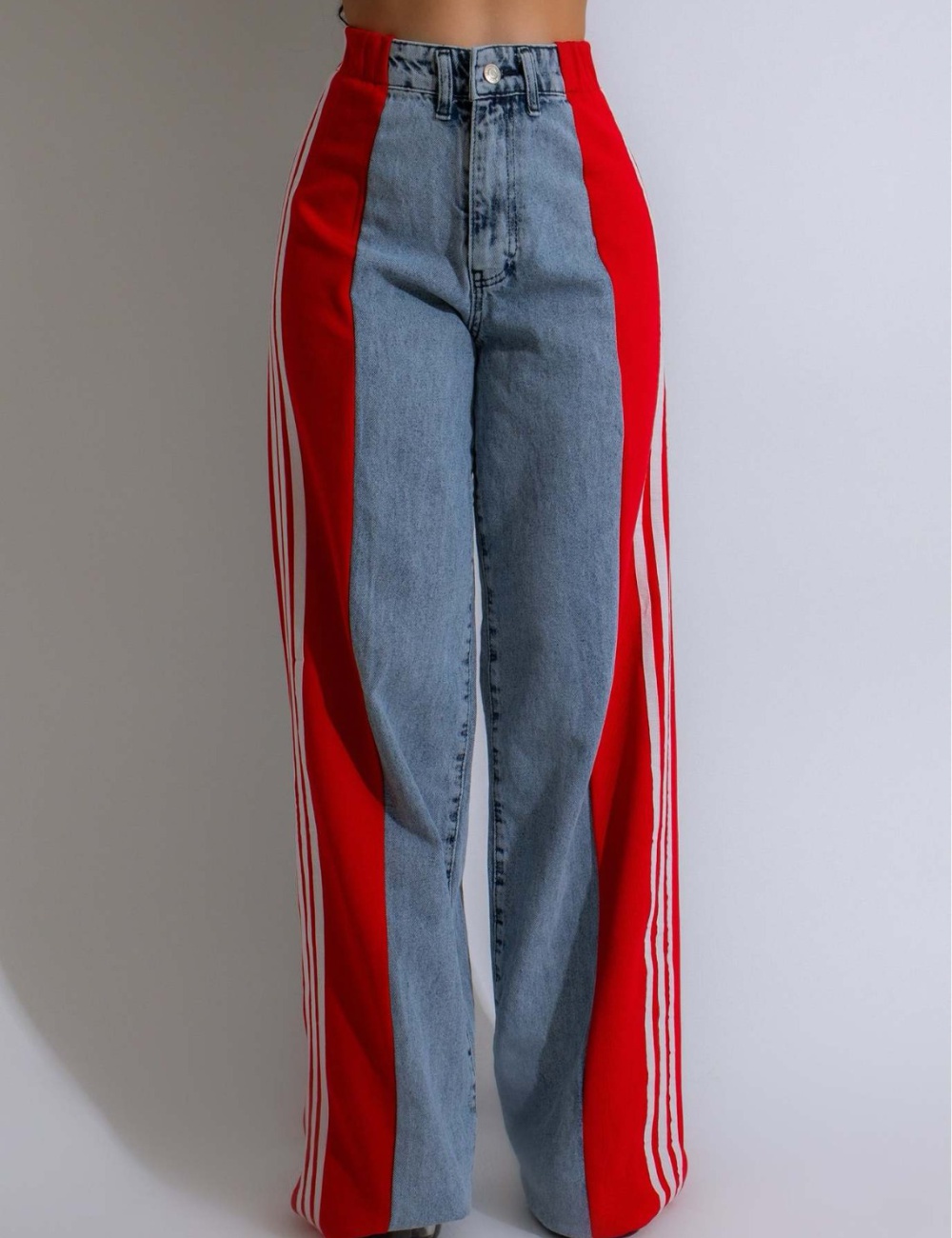 Straight pants splice wide leg Casual long pants for women