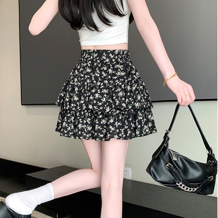 Floral anti emptied puff skirt summer skirt for women