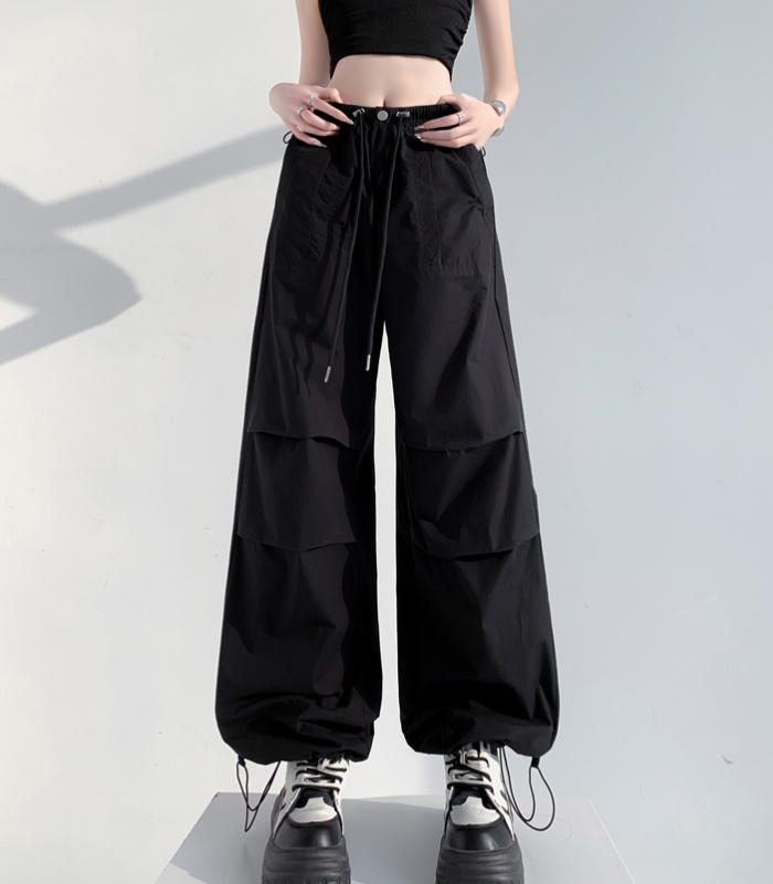 Loose straight work pants ice silk pants for women
