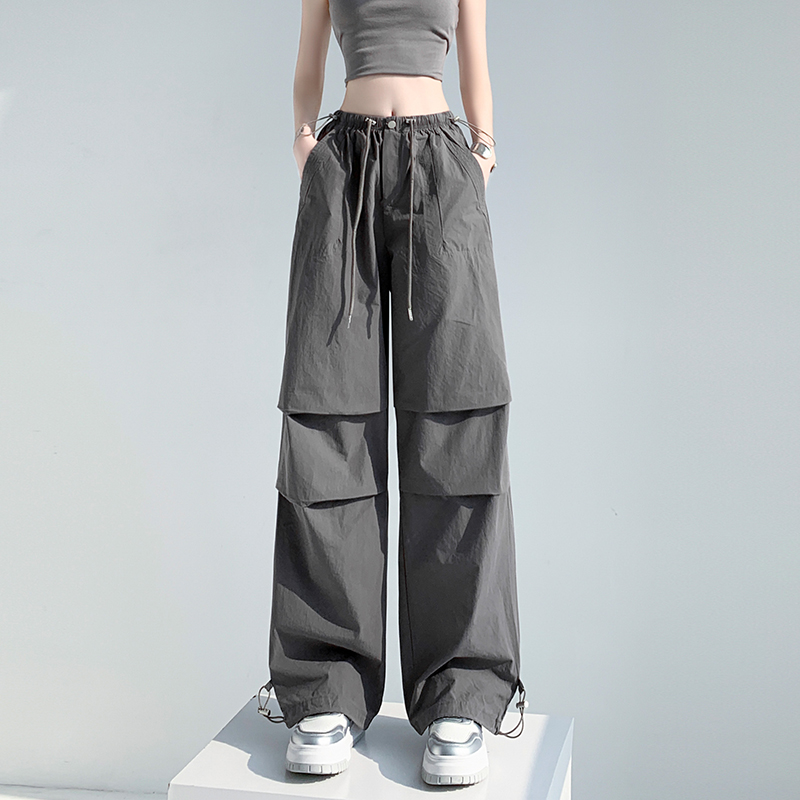 Loose straight work pants ice silk pants for women