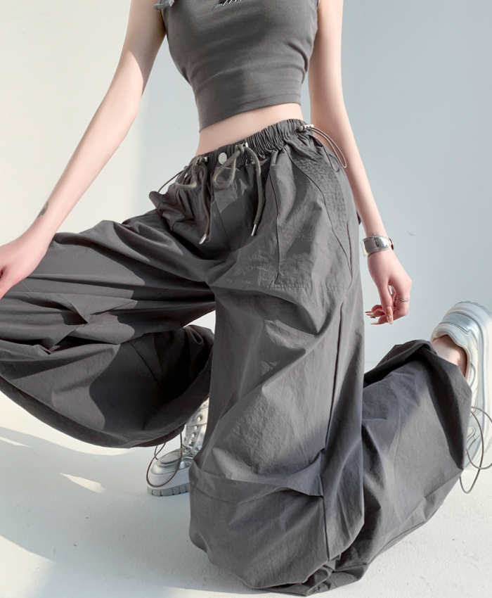 Loose straight work pants ice silk pants for women