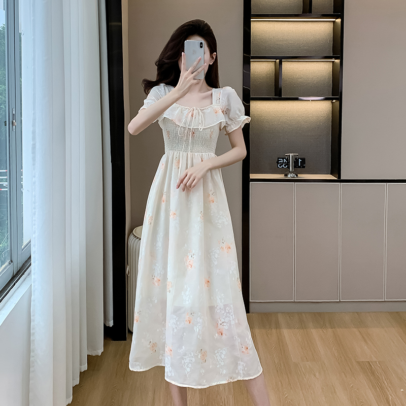 Summer wear dress France style light luxury long dress