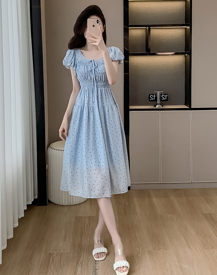 Polka dot France style summer light luxury dress