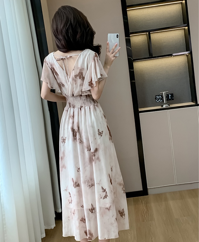 Light luxury lotus leaf edges dress blooming long dress