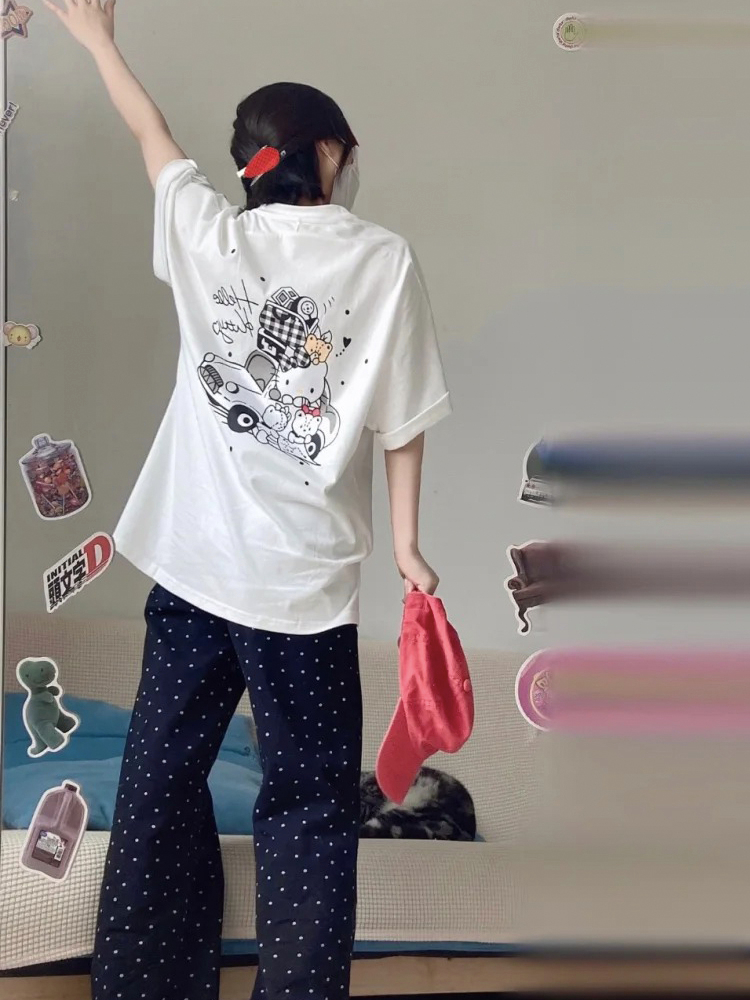 Large yard simple Korean style printing T-shirt