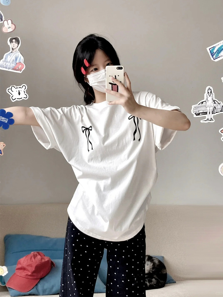 Large yard simple Korean style printing T-shirt