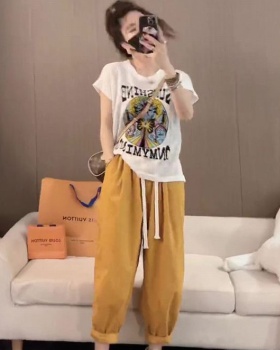 Small fellow Casual summer light luxury tops 2pcs set