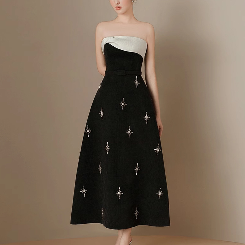 Printing niche dress stars elegant formal dress