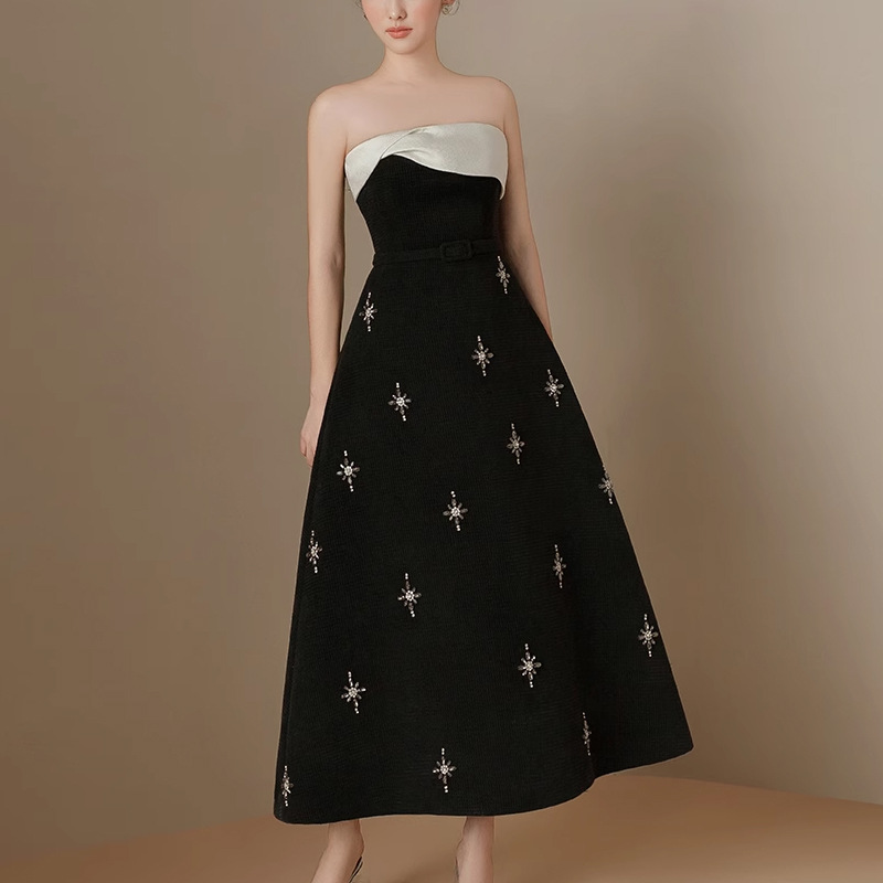 Printing niche dress stars elegant formal dress