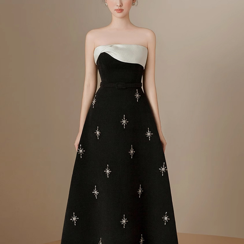 Printing niche dress stars elegant formal dress