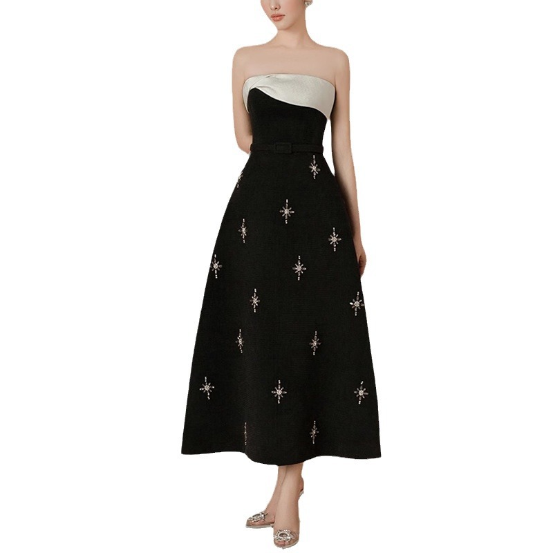 Printing niche dress stars elegant formal dress