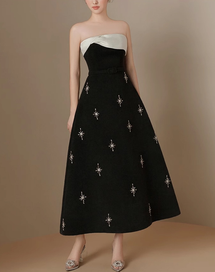 Printing niche dress stars elegant formal dress