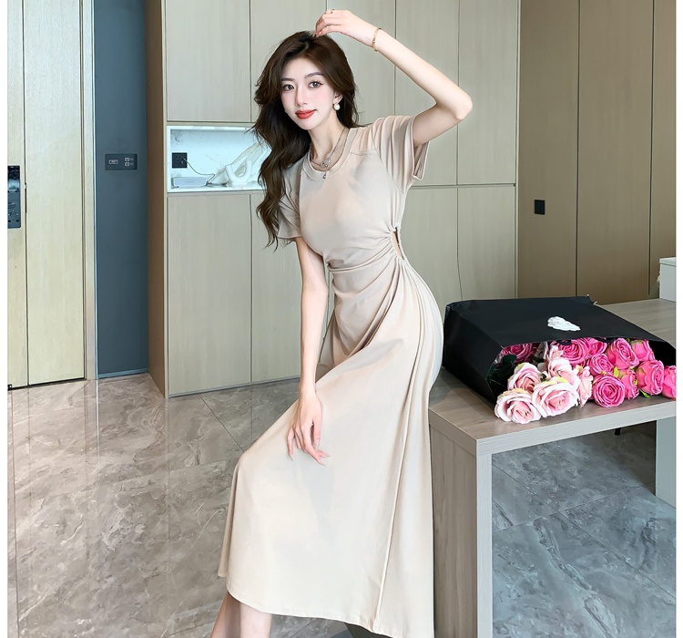 Summer short sleeve dress both sides of hollow T-shirt