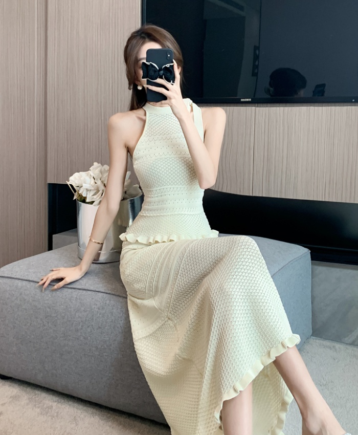 High waist summer vest slim hollow skirt 2pcs set for women